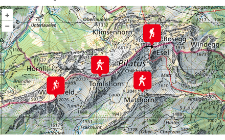 Kartenansicht für Touren und Kurse